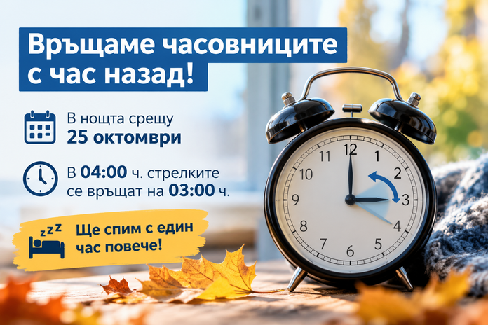 Връщаме часовниците с час назад